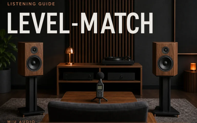 Two audio level meters aligned at the same mark beside the words Level-Match
