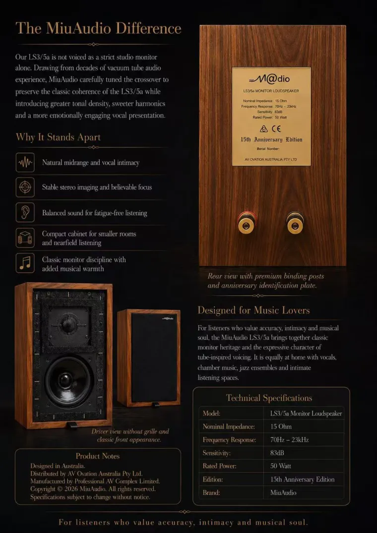 MiuAudio LS3/5a difference brochure page