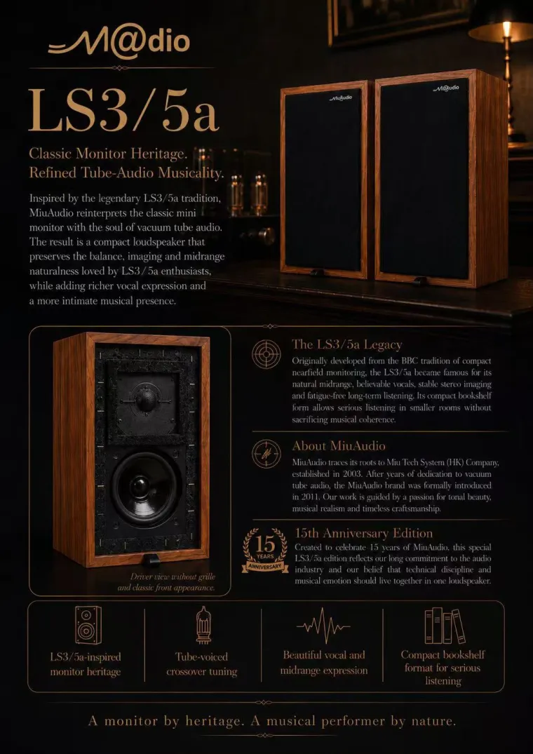 MiuAudio LS3/5a heritage brochure page