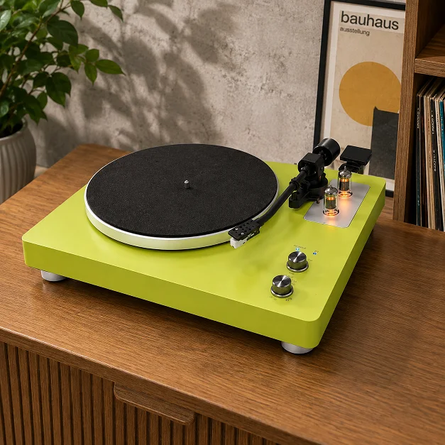 MiuAudio TU-1 wireless vacuum-tube turntable in green finish