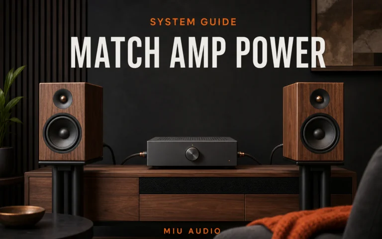 Amplifier power and loudspeaker rating scales aligned beside the words Match Amp Power