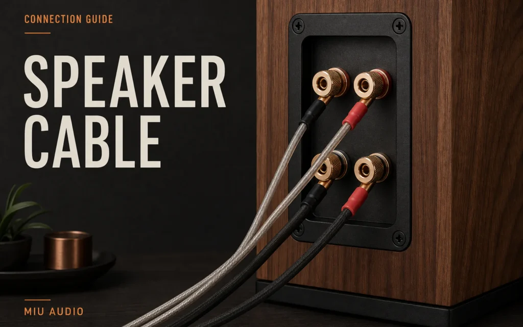 Two practical copper speaker cable gauges measured beside the words Speaker Cable